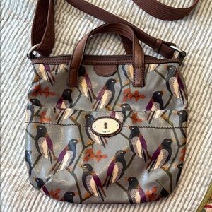 Fossil Crossbody Bag in Brown and Gray with Elegant Design